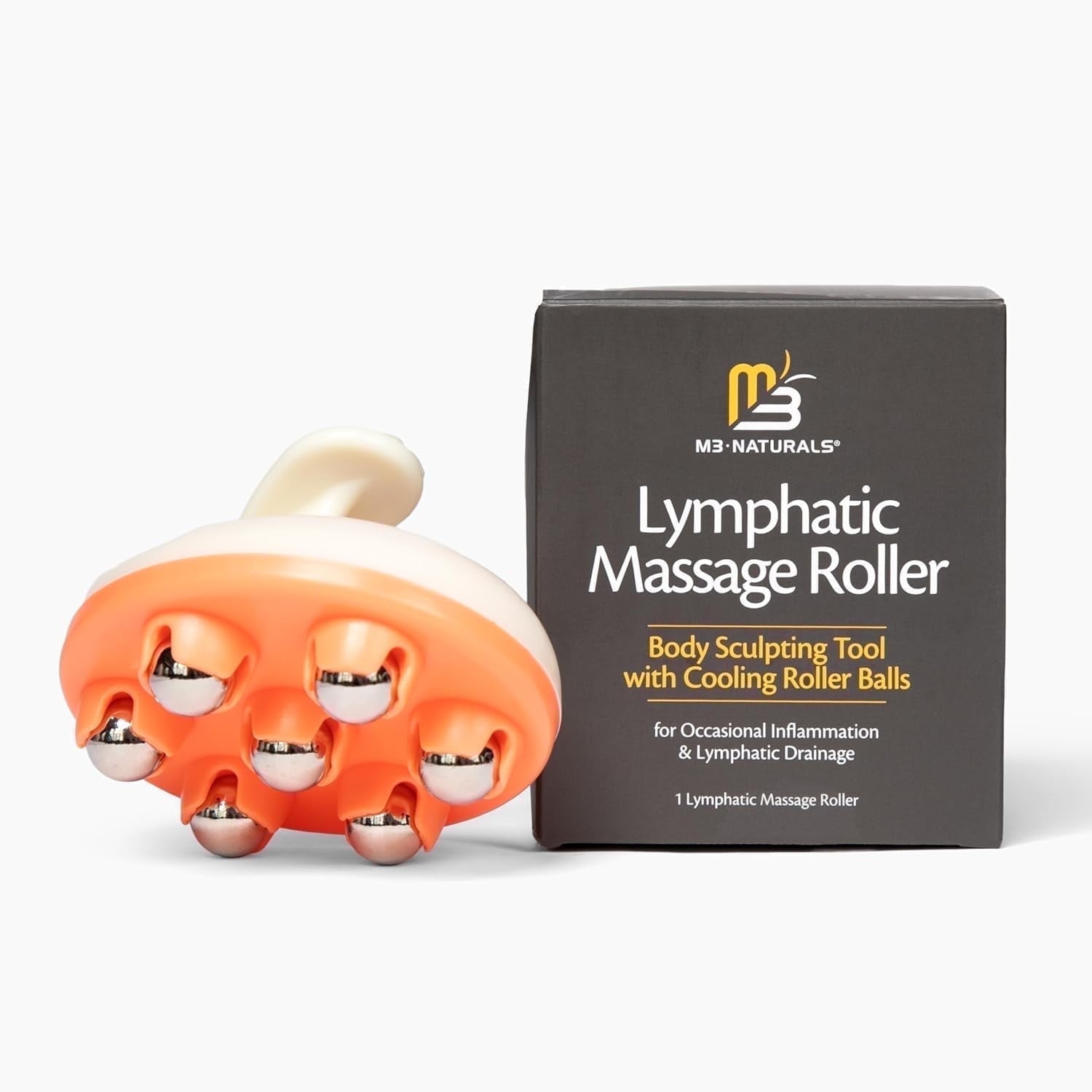M3 Naturals Lymphatic Drainage Massager, Manual Massage Roller Ball Body Massager, 1 Ct