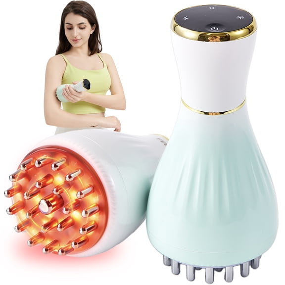 Lymphatic Drainage Massager & Massage Tool with Cellulite Oil, Body Sculpting Machine & Fascia Blaster for Cellulite with Microcurrent, Light, Heat & Vibration, for Legs, Arms & Belly,Green