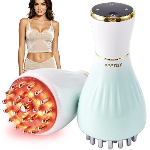 Lymphatic Drainage Massager & Massage Tool with Cellulite Oil, Body Sculpting Machine & Fascia Blaster for Cellulite with Microcurrent, Light, Heat & Vibration, for Legs, Arms & Belly