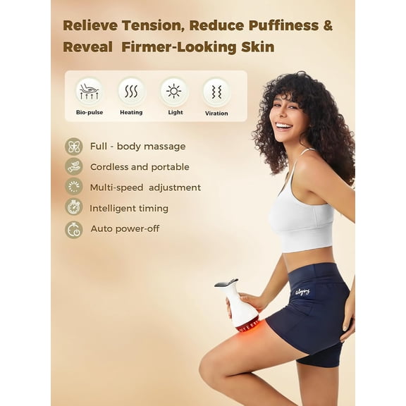 Lymphatic Drainage Massager for Legs & Body Handheld Body Massager to Reduce Swelling, Improve Circulation & Smooth the Look of Cellulite (White)