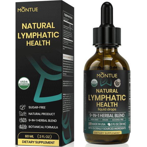 Lymphatic Drainage Supplement - Echinacea | Elderberry | Dandelion | Rosehip | Chicory | Calendula | Burdock - Made in the USA - Lymphatic System Drops - Boosts Immunity, Cleanses and Detoxifies