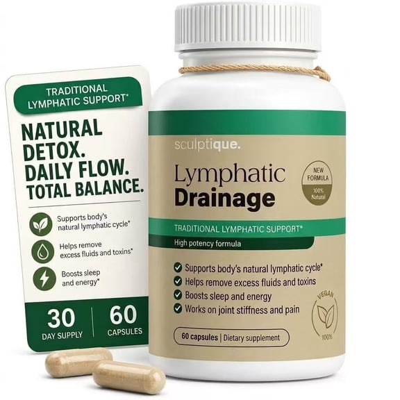 Lymphatic Drainage Supplement Lymphatic Drainage Capsules with Dandelion, Burdock, Cleavers & Echinacea, Supports Bloating, Fluid Balance & Daily Lymphatic Wellness 60 Capsules