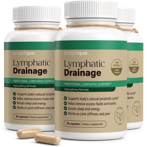 Lymphatic Drainage Supplement Lymphatic Drainage Capsules with Dandelion, Burdock, Cleavers & Echinacea, Supports Bloating, Fluid Balance & Daily Lymphatic Wellness 60 Capsules,3 bottles