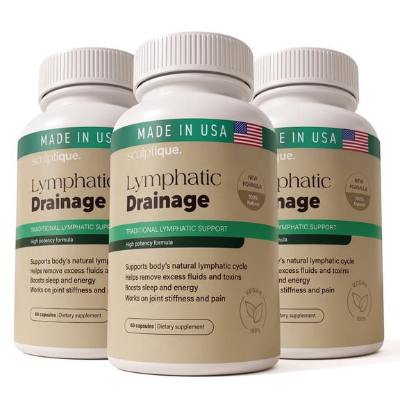 Lymphatic Drainage Supplement Lymphatic Drainage Capsules with Dandelion, Burdock, Cleavers & Echinacea, Supports Bloating, Fluid Balance & Daily Lymphatic Wellness 60 Capsules,3 bottles