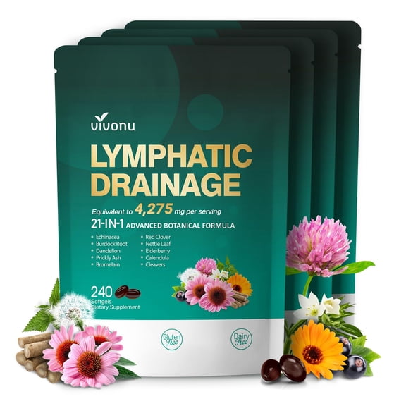 Lymphatic Drainage Supplements, 4275mg Lymph System Support Supplement for Women & Men, Herbal Blends with Echinacea, Dandelion, Burdock, Calendula, Turmeric 960 Count