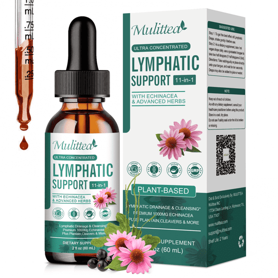 Lymphatic Drainage Supplements Drops - Organic Lymphatic Support Liquid Drops Cleanse with Echinacea for Lymph System Support Supplement - Vegan, Non-GMO,Natural Flavor, 2 fl oz