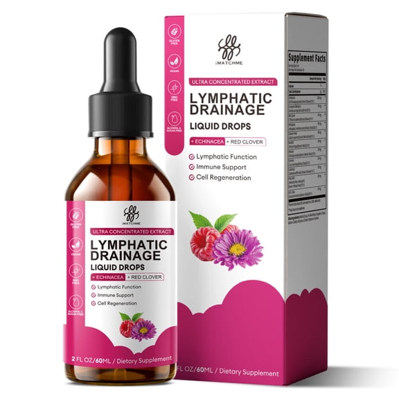 Lymphatic Drainage Supplements Drops - Organic Lymphatic Support Liquid Drops with Echinacea, Immune & Lymph Support Supplement - 2 fl oz