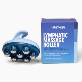 Havasu Nutrition Lymphatic Massage Roller Body Sculpting Tool w/ Cooling Roller Balls, Manual, Blue