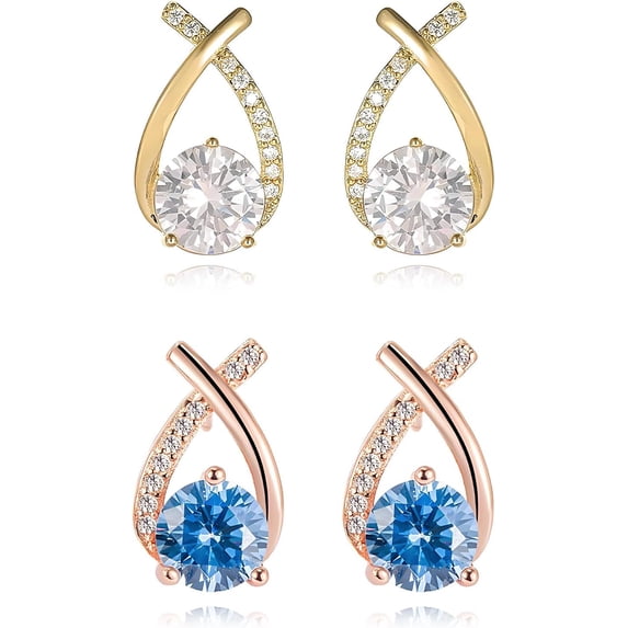 Lymphatic Hoop Earrings for Women Silver Zircon Rhinestone Huggie Dainty Fashion Jewelry 2 pack