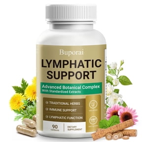Lymphatic Support Capsules -with Echinacea, Dandelion, Burdock, Cleavers - for Lymph System & Immune Support - 90count