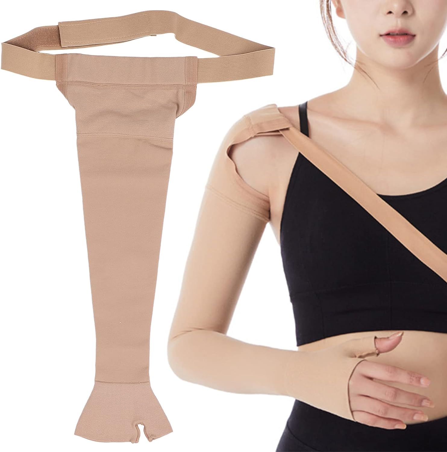 Lymphedema Compression Arm Sleeve, Thumb Lymph Edema arm Sleeve