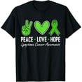 thumbnail image 1 of Lymphoma Cancer Awareness Green Ribbon Peace Love Hope T-Shirt, 1 of 5