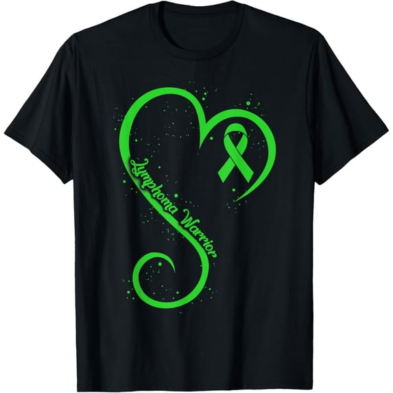 Lymphoma Warrior Awareness Lime Green Ribbon Heart Support Men Women Unisex Graphic T-Shirt Retro Hope Gift Tee