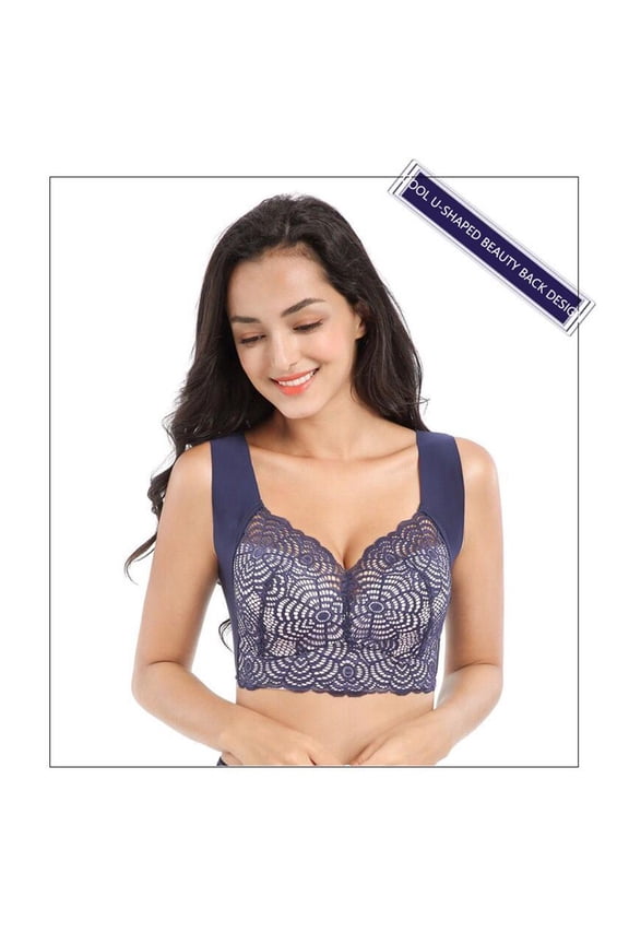 Lymphvity Detoxification and Shaping & Powerful Lifting Bra,Lace Plus Size Wireless Bra for Women (XL)