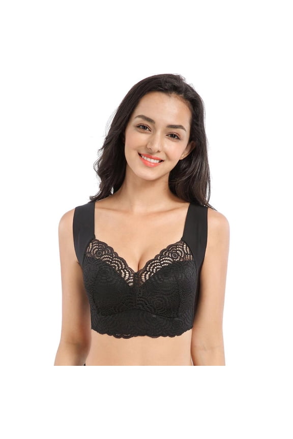 Lymphvity Detoxification and Shaping & Powerful Lifting Bra,Lace Plus Size Wireless Bra for Women (XXL)