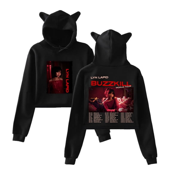 Lyn Lapid Buzzkill The Tour 2025 Short Hoodies Women Cat Ear Sweatshirts Funny Clothes