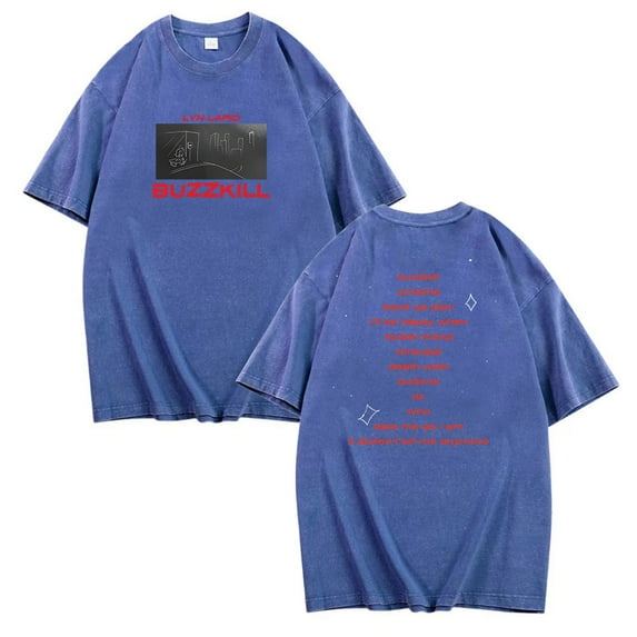 Lyn Lapid Buzzkill Tracklist Washed Cotton T-shirt Short Sleeve Crewneck Unisex Fashion Tee