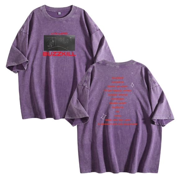 Lyn Lapid Buzzkill Tracklist Washed Cotton T-shirt Short Sleeve Crewneck Unisex Fashion Tee