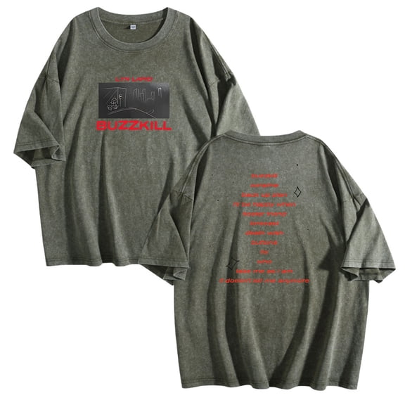Lyn Lapid Buzzkill Tracklist Washed Cotton T-shirt Short Sleeve Crewneck Unisex Fashion Tee