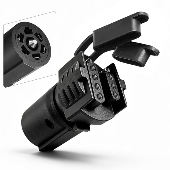 Lyn666 7 Pin Round to 4 and 5 Pin Flat Blade Trailer Adapter, 7 Way to 5 Way Trailer Plug Adapter 2-in-1 Design