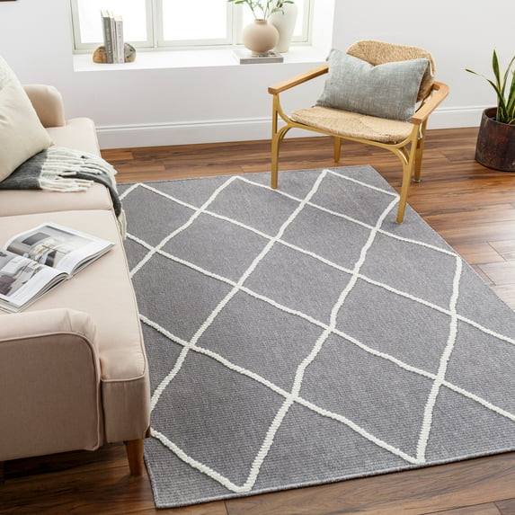 Lyna Gray 2'6" x 8' Machine Washable Area Rug