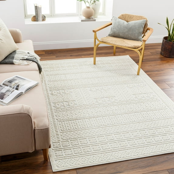Lyna Tan 5' x 8' Machine Washable Area Rug