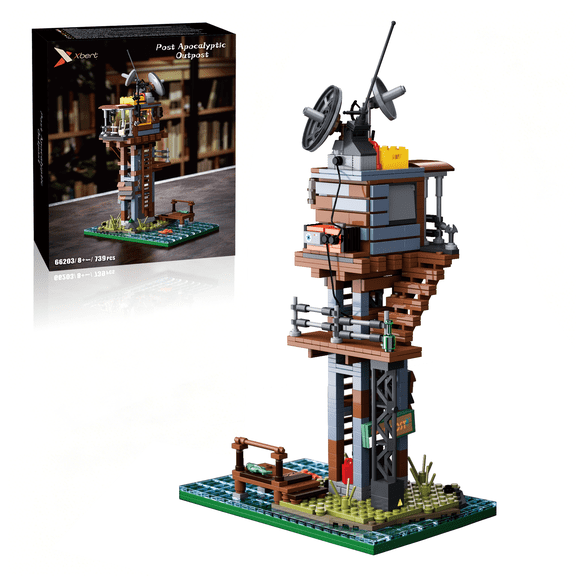 Post-Apocalyptic Watchtower Building Set with LED Light, Deserted Island Outpost Model Kit, Swamp Survival Tower with Pier & Satellite Dish, Creative Display Gift for Teens739PCS
