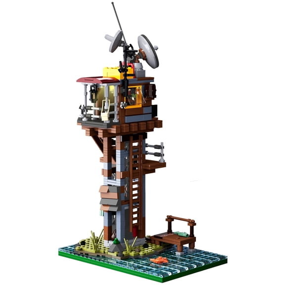 Post-Apocalyptic Watchtower Building Set with LED Light, Deserted Island Outpost Model Kit, Swamp Survival Tower with Pier & Satellite Dish, Creative Display Gift for Teens739PCS