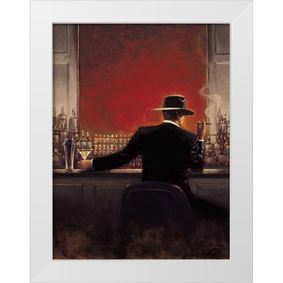 Lynch, Brent  12x14 White Modern Wood Framed Museum Art Print Titled - Cigar Bar