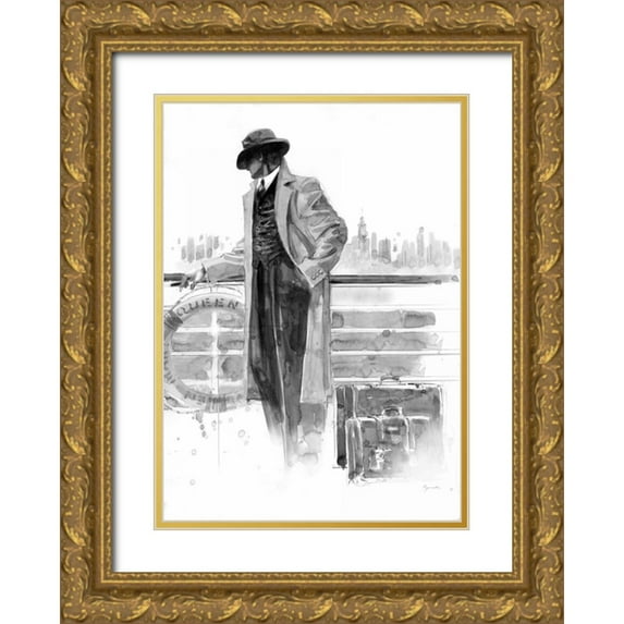 Lynch, Brent 24x32 Gold Ornate Wood Framed with Double Matting Museum Art Print Titled - Pier 56 Study