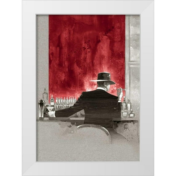 Lynch, Brent 24x32 White Modern Wood Framed Museum Art Print Titled - Cigar Bar Red Study