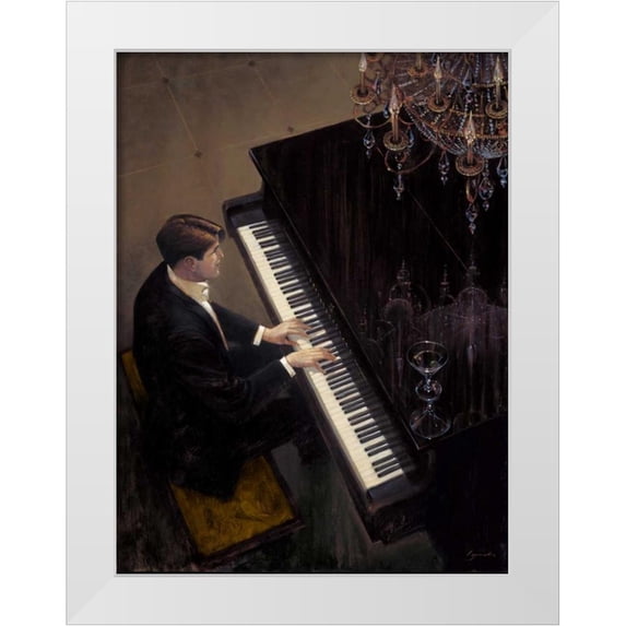 Lynch, Brent 25x32 White Modern Wood Framed Museum Art Print Titled - Jazz Duet - Piano