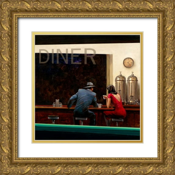 Lynch, Brent 26x26 Gold Ornate Wood Framed with Double Matting Museum Art Print Titled - Evening Rendez Vous