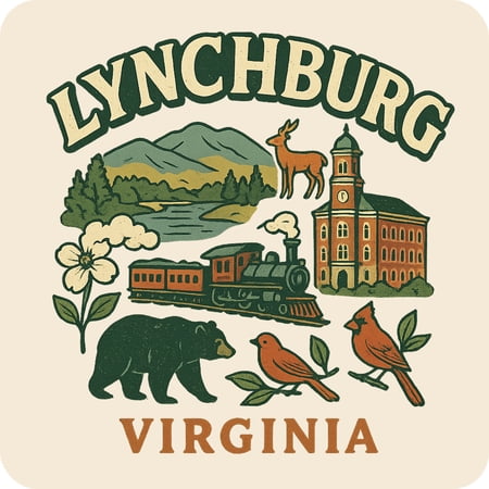 Lynchburg Virginia Keepsakes Souvenir Vinyl Sticker – Destination Travel Keepsake Collectible (3-Inches Wide)