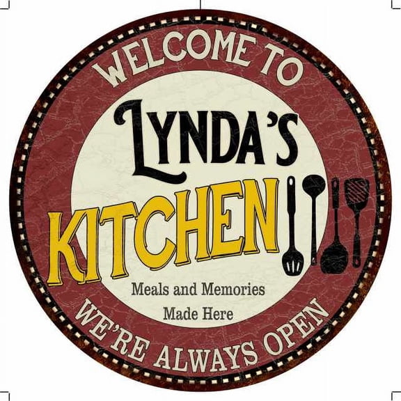 Lynda's Kitchen 12" Round Metal Sign Bar Game Room Wall Dco 200120040331