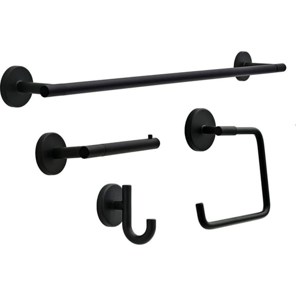 Lyndall Wall Mounted 4-Piece Bath Hardware Set with Mounting Hardware in Matte Black