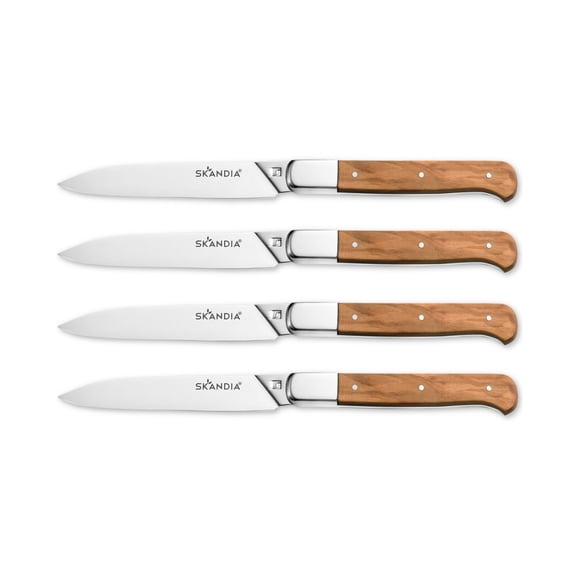 Lynden 4-Piece Forged Steak Knife Set  Full-Tang Stainless Steel Blades, Triple-Rivet Handles