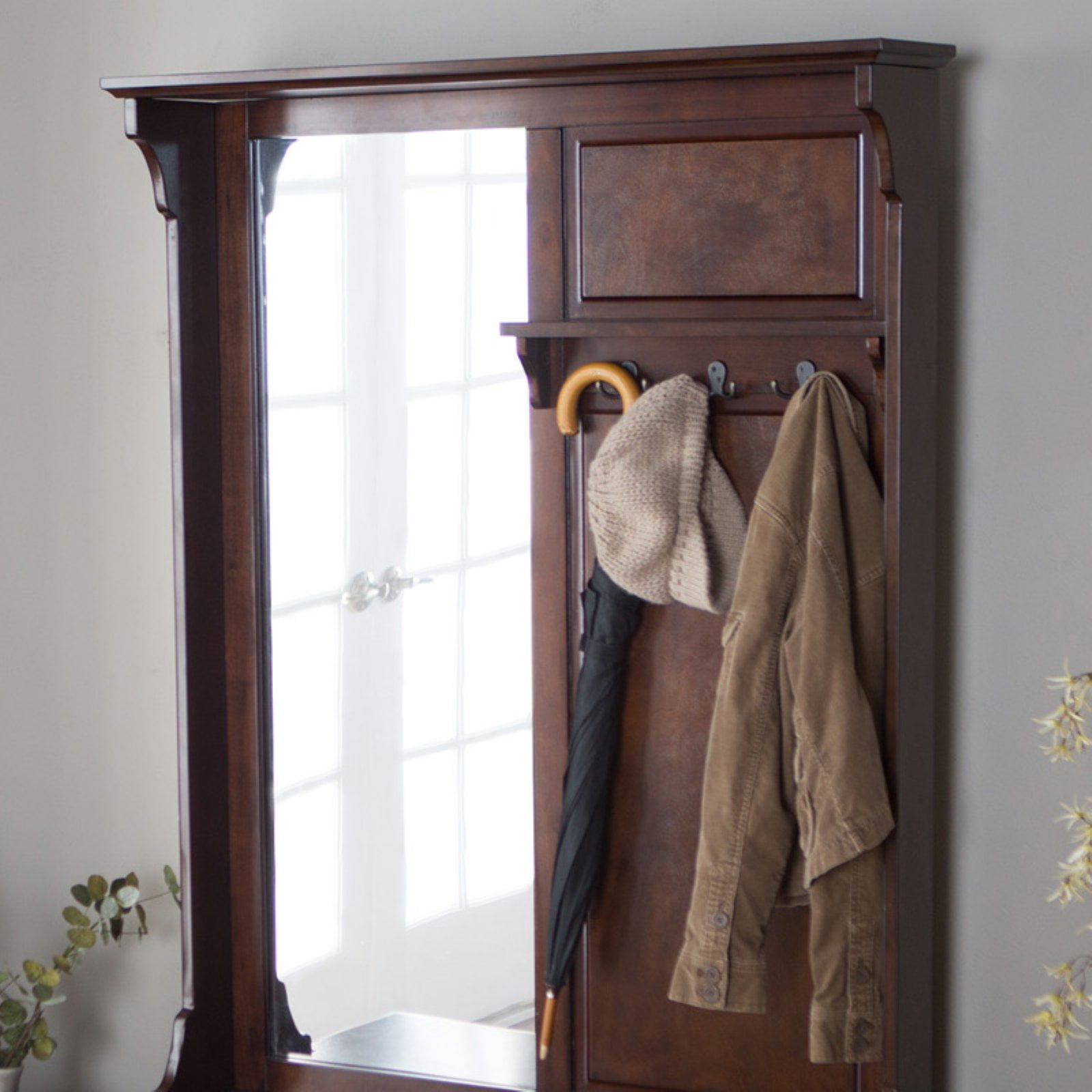 Lynden Hall Tree with Mirror, Espresso