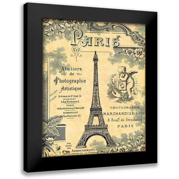 Lynea 12x14 Black Modern Framed Museum Art Print Titled - Paris 1900