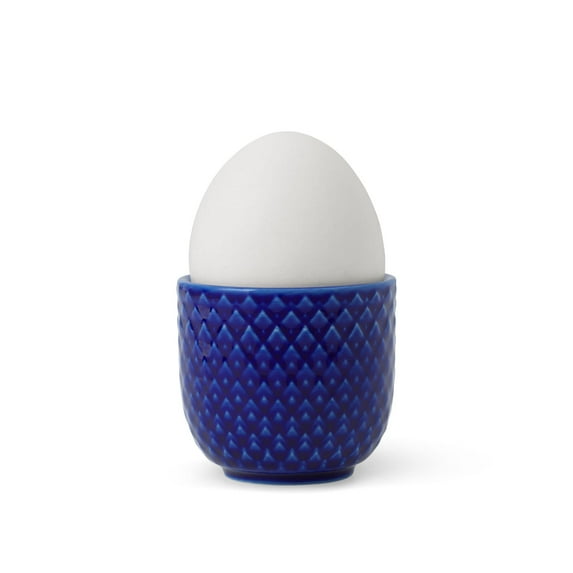 DANMARK LYNGBY Porcelain Egg Cup - Ceramic Holder for Soft Boiled Eggs - Decorative Breakfast Server - Cute & Colorful Egg Cups for Kids & Adults - Ideal Gift for Breakfast Lovers (Dark Blue)