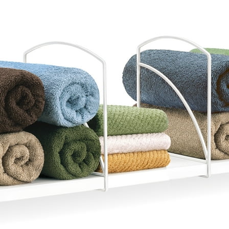 Lynk Closet Shelf Dividers - Linen Closet Shelf Organizer, White (Set of 2)