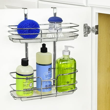 Lynk® Over Cabinet Door Organizer - Double Shelf - w/Molded Tray - Chrome