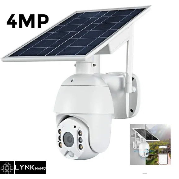 LynkNano PTZ SOLAR Surveillance Security 4MP HD Camera AI Human Detection 12M, 2-Way Audio, Wi-Fi, APP