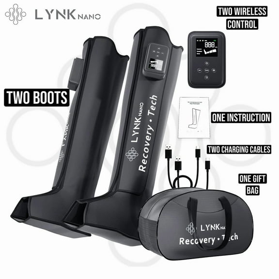LynkNano Rechargeable 2 Cordless Professional FULL Leg Compression Massager Circulation & Pain Relief. L/XL