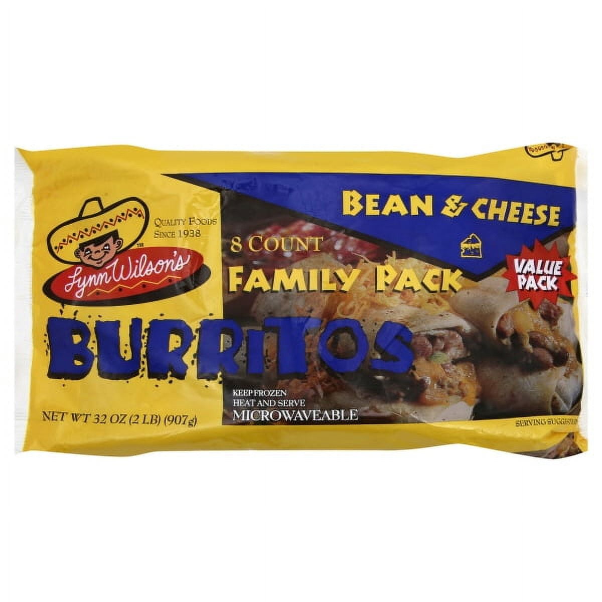 Lynn Wilson's Bean & Cheese Family Pack Burritos, 8 burritos
