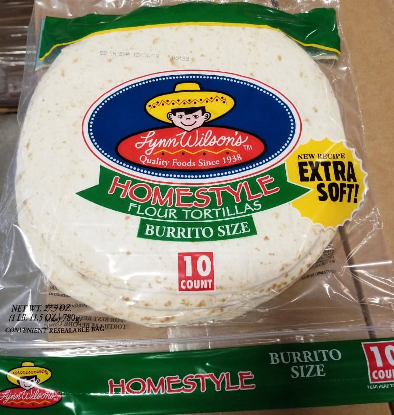 Lynn Wilson's Homestyle Flour Burrito Size Tortillas, 10 Count