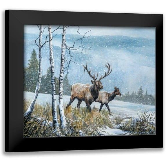 Lynnsy, B. 17x15 Black Modern Framed Museum Art Print Titled - Elk Journey IV