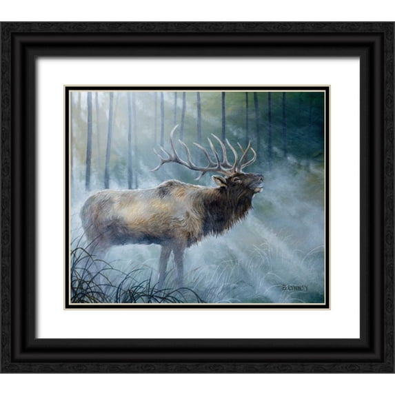 Lynnsy, B. 23x20 Black Ornate Wood Framed with Double Matting Museum Art Print Titled - Elk Journey III