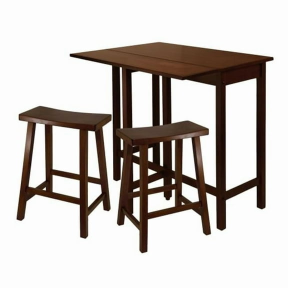 Lynnwood 3pc High Drop Leaf Table with 24 in. Saddle Seat Stool - Antique Walnut