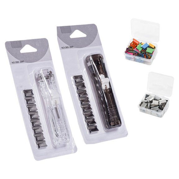 Lynono 1 Set Convenient Single Hand Handed Paper Binding Tool Clamp With 116 Strong Clips And 2 Convenient Dispensers